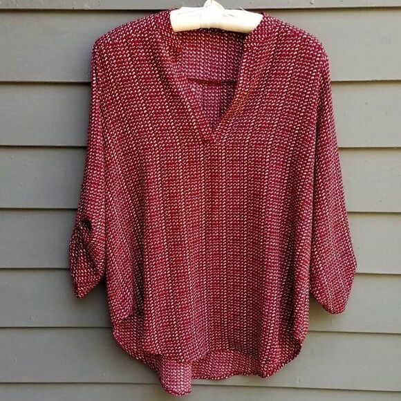 Lush (Anthropologie) Rust 3/4 Sleeve Peasant Boho Top Size Large - Picture 1 of 9